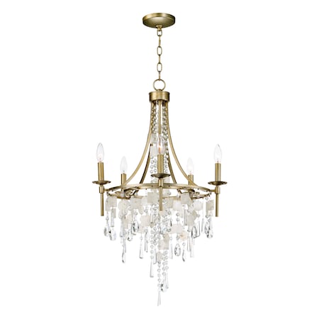 Maxim Lighting Cebu 5-Light 20.75" Wide Capiz / Gold Silver Chandelier 14425CZGS